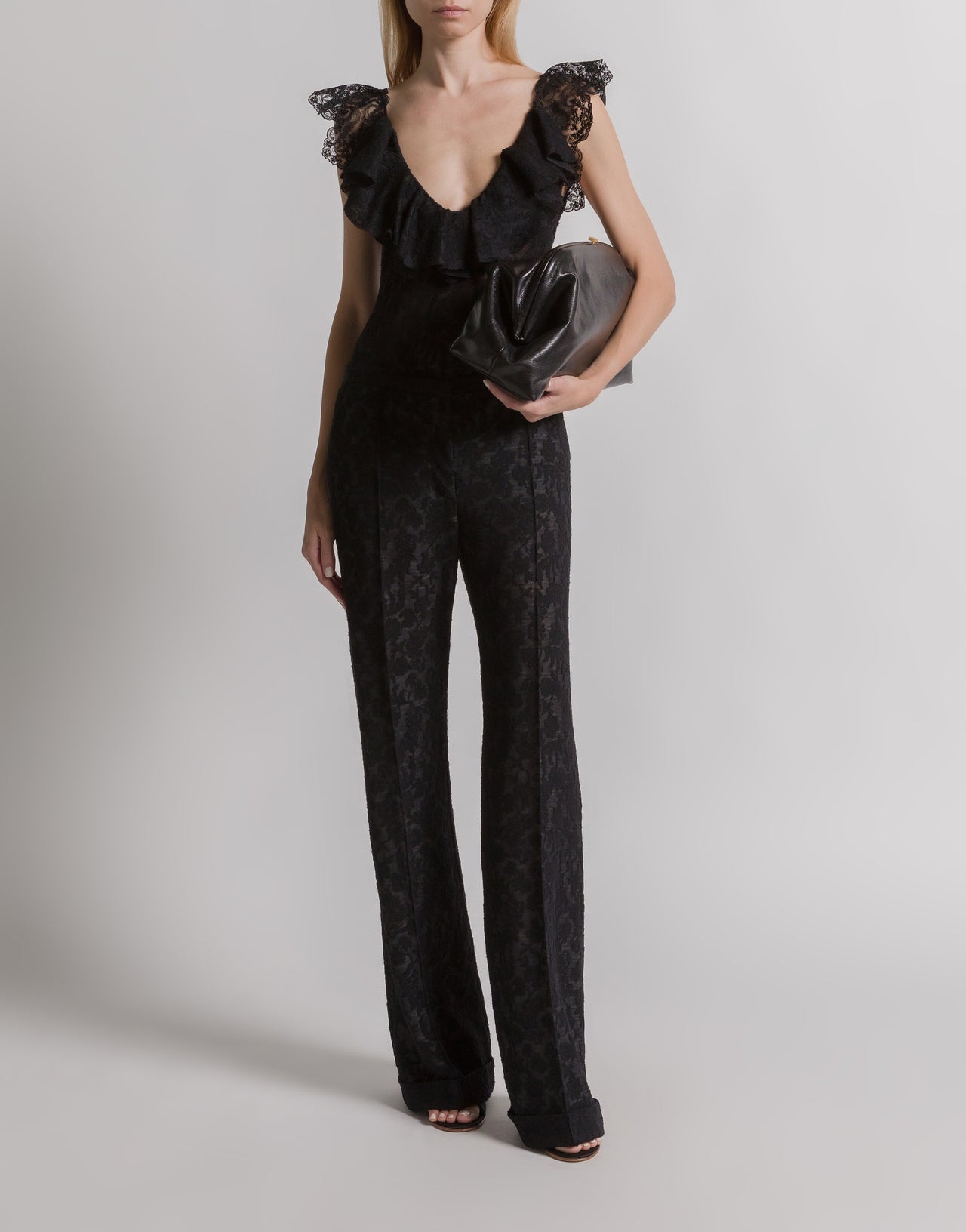 Wool lace trousers Black Alberta Ferretti Boutique Online 2