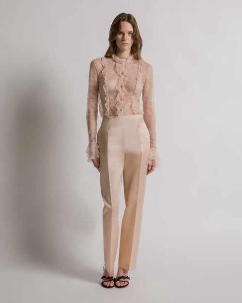 Pantaloni da abito in organza di seta Rosa Alberta Ferretti Boutique Online 0