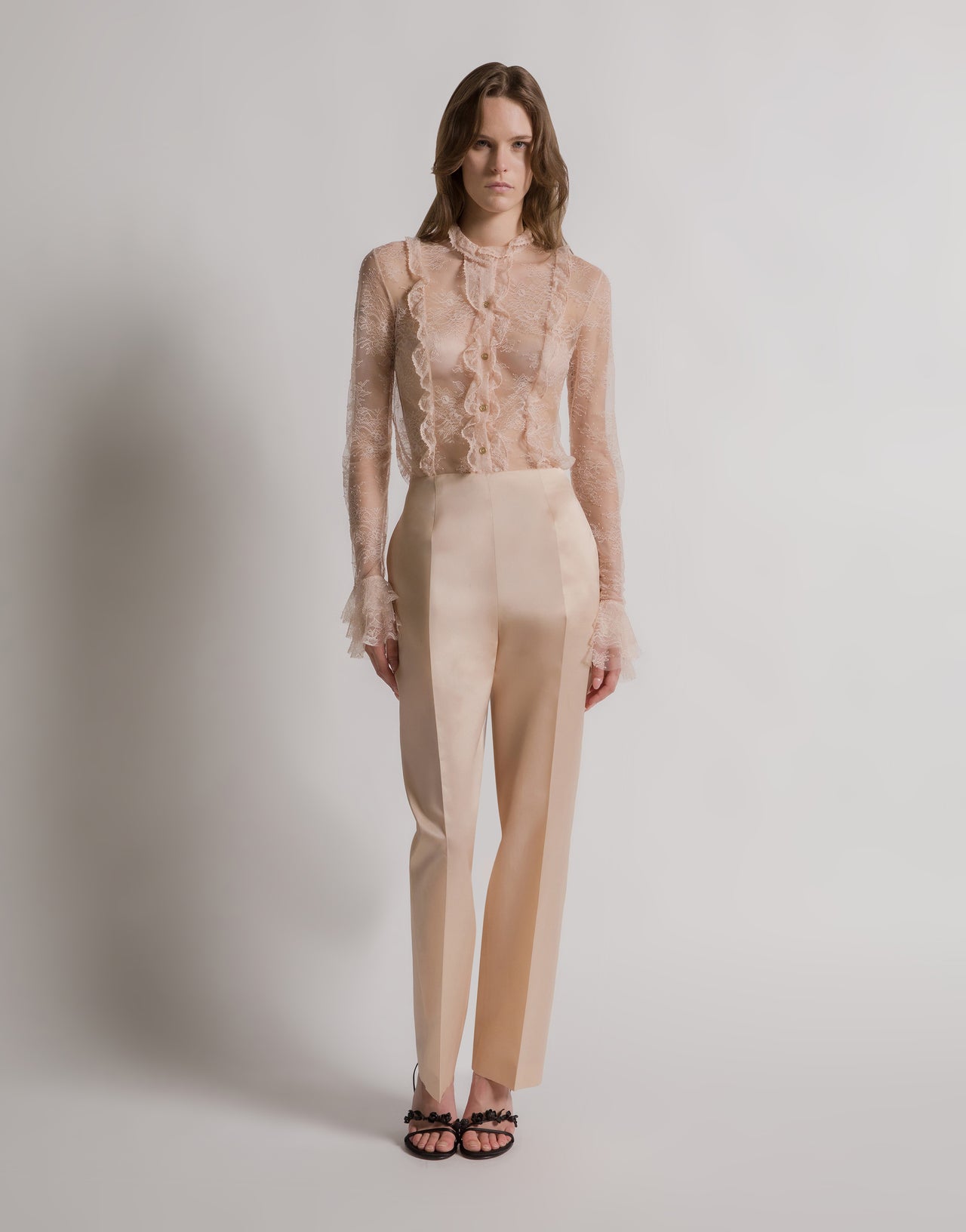 Silk organza dress trousers 粉红色 Alberta Ferretti Boutique Online 1