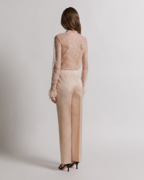 Pantaloni da abito in organza di seta Rosa Alberta Ferretti Boutique Online 1