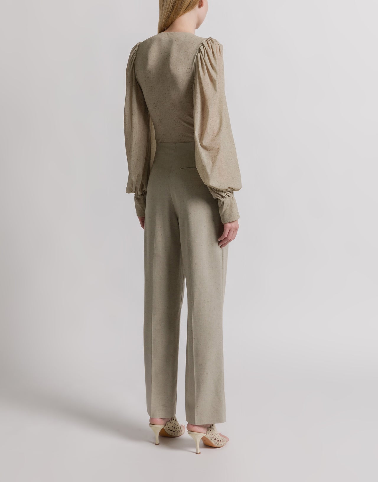 Pantalon de costume en tweed Beige Alberta Ferretti Boutique Online 3