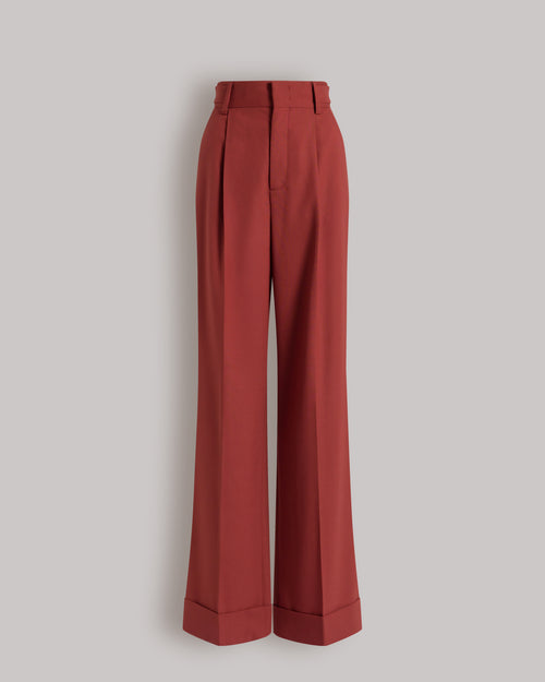 Tropical wool pleated trousers Red Alberta Ferretti Boutique Online 0