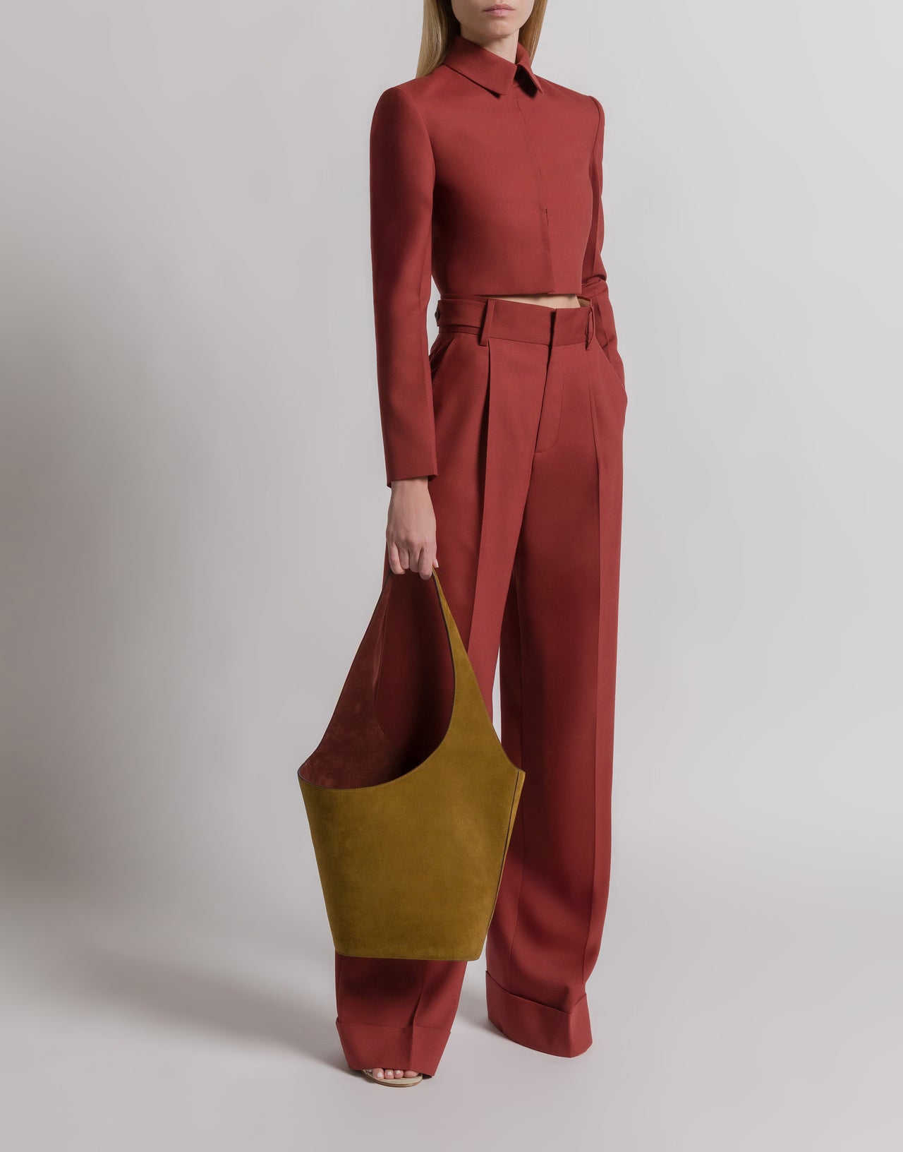 Tropische Wollfaltenhose Rot Alberta Ferretti Boutique Online 2