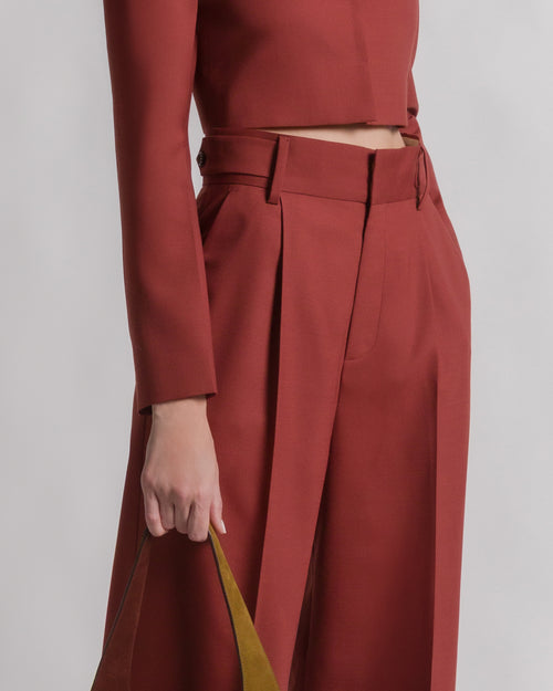 Tropical wool pleated trousers