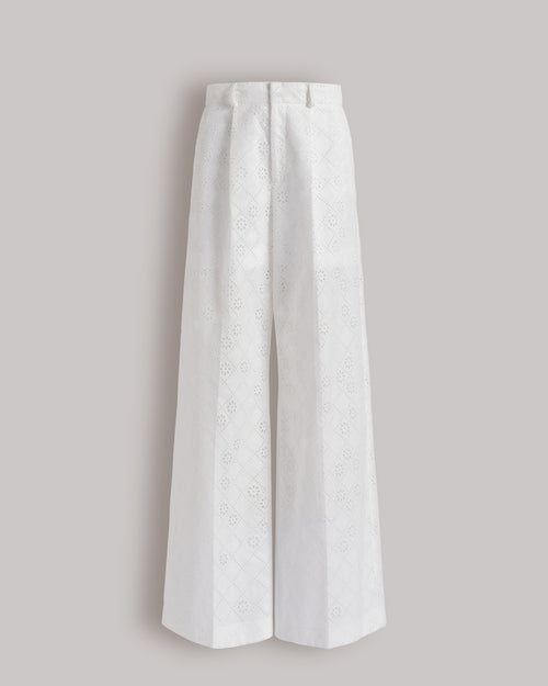 Sangallo lace wide-leg trousers White Alberta Ferretti Boutique Online 0