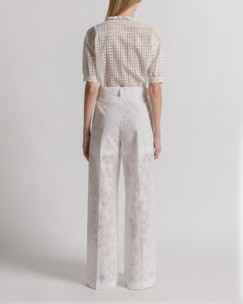 Sangallo lace wide-leg trousers