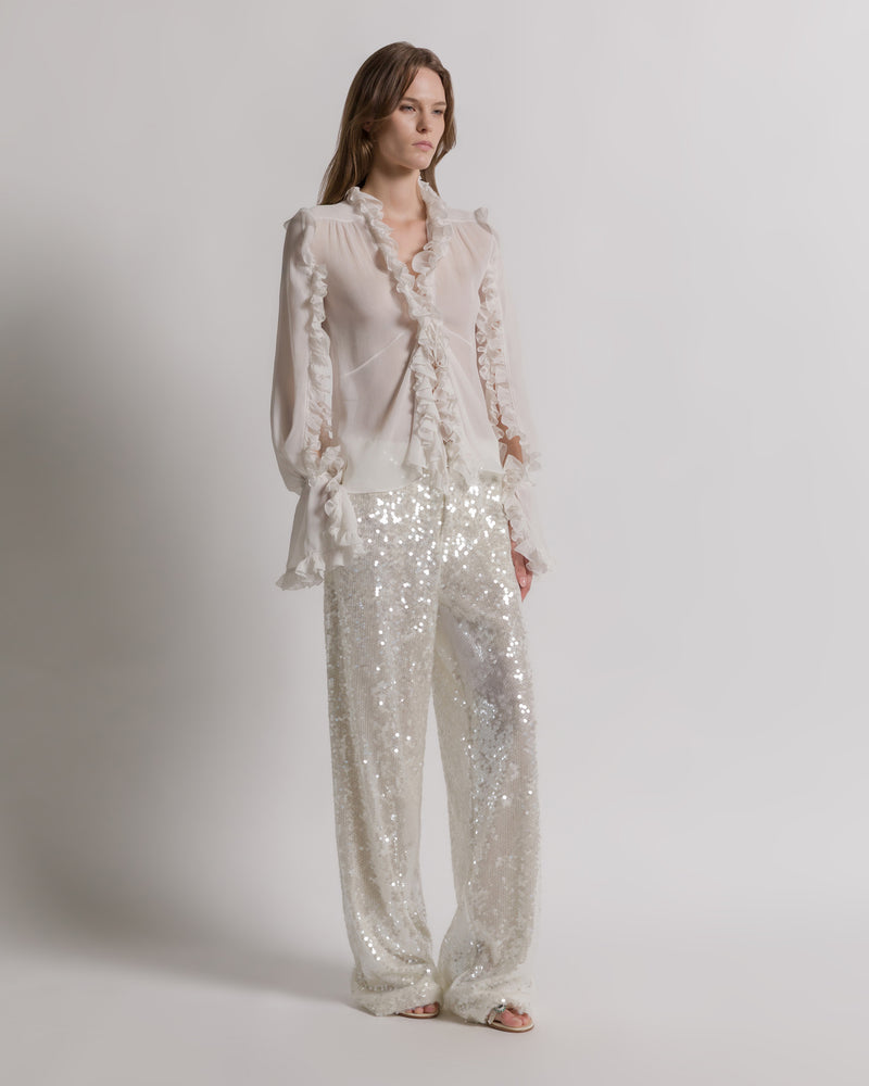 Wide-leg trousers with sequins White Alberta Ferretti Boutique Online 0