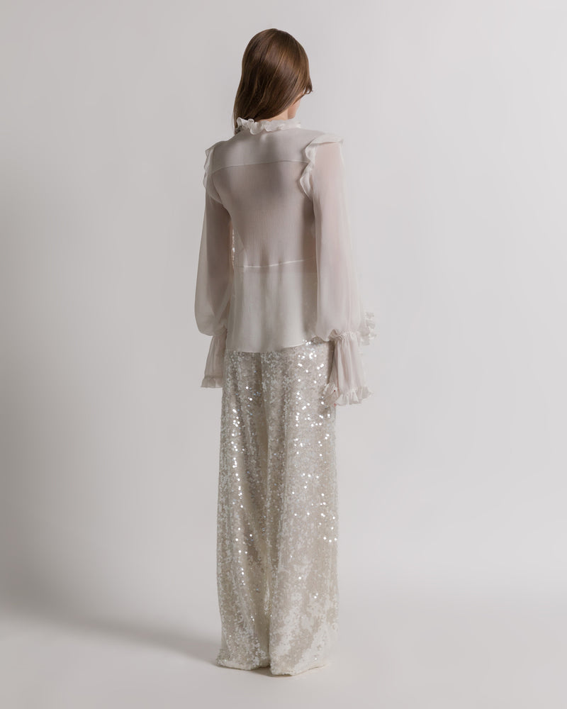 Wide-leg trousers with sequins White Alberta Ferretti Boutique Online 1