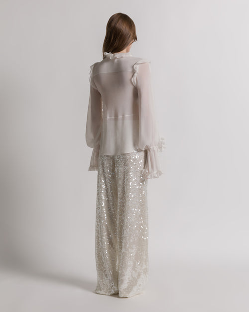 Wide-leg trousers with sequins White Alberta Ferretti Boutique Online 1