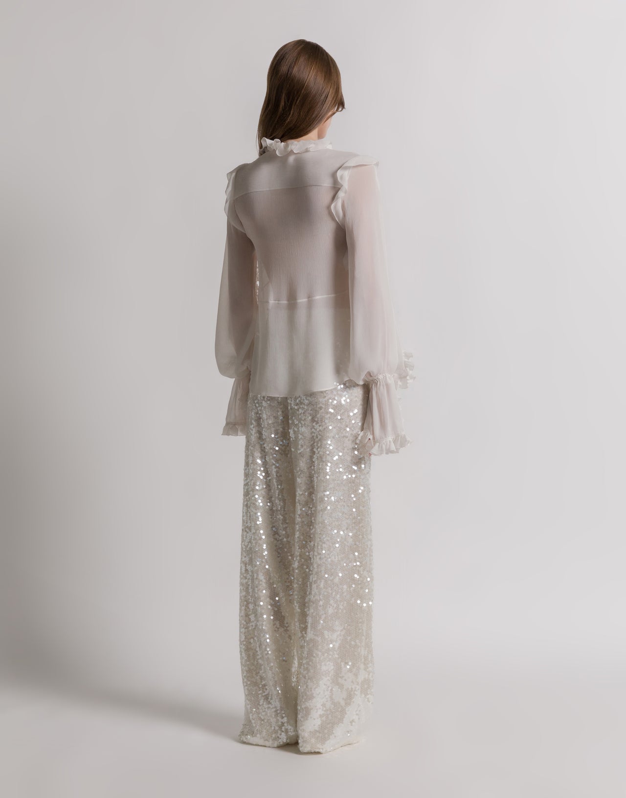 Wide-leg trousers with sequins ホワイト Alberta Ferretti Boutique Online 2