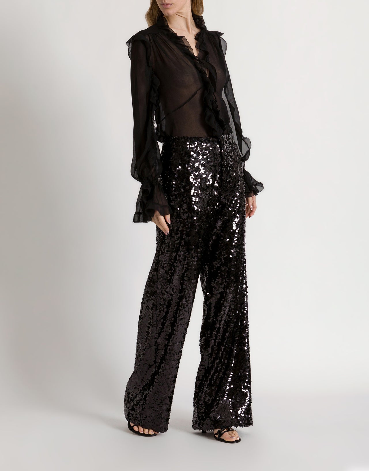 Wide-leg trousers with sequins Black Alberta Ferretti Boutique Online 2