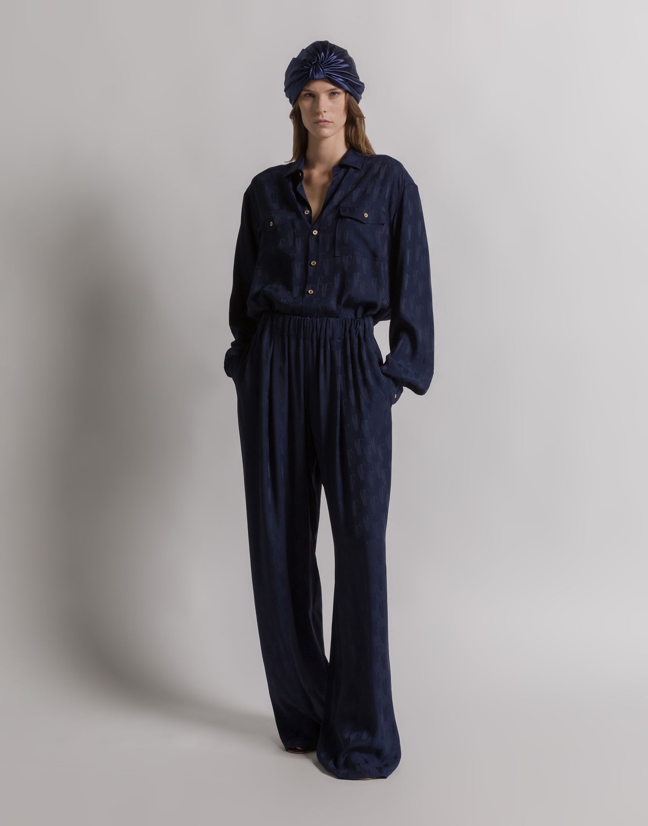 Monogram AF silk trousers Blue Alberta Ferretti Boutique Online 2