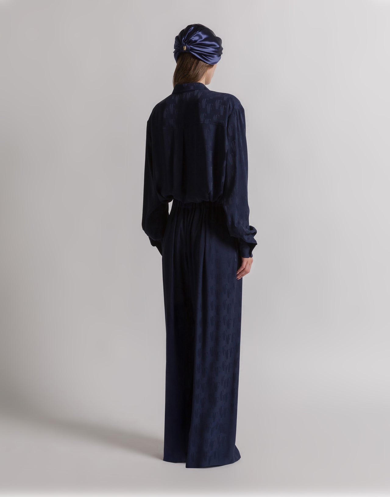 Monogram AF silk trousers Blue Alberta Ferretti Boutique Online 3