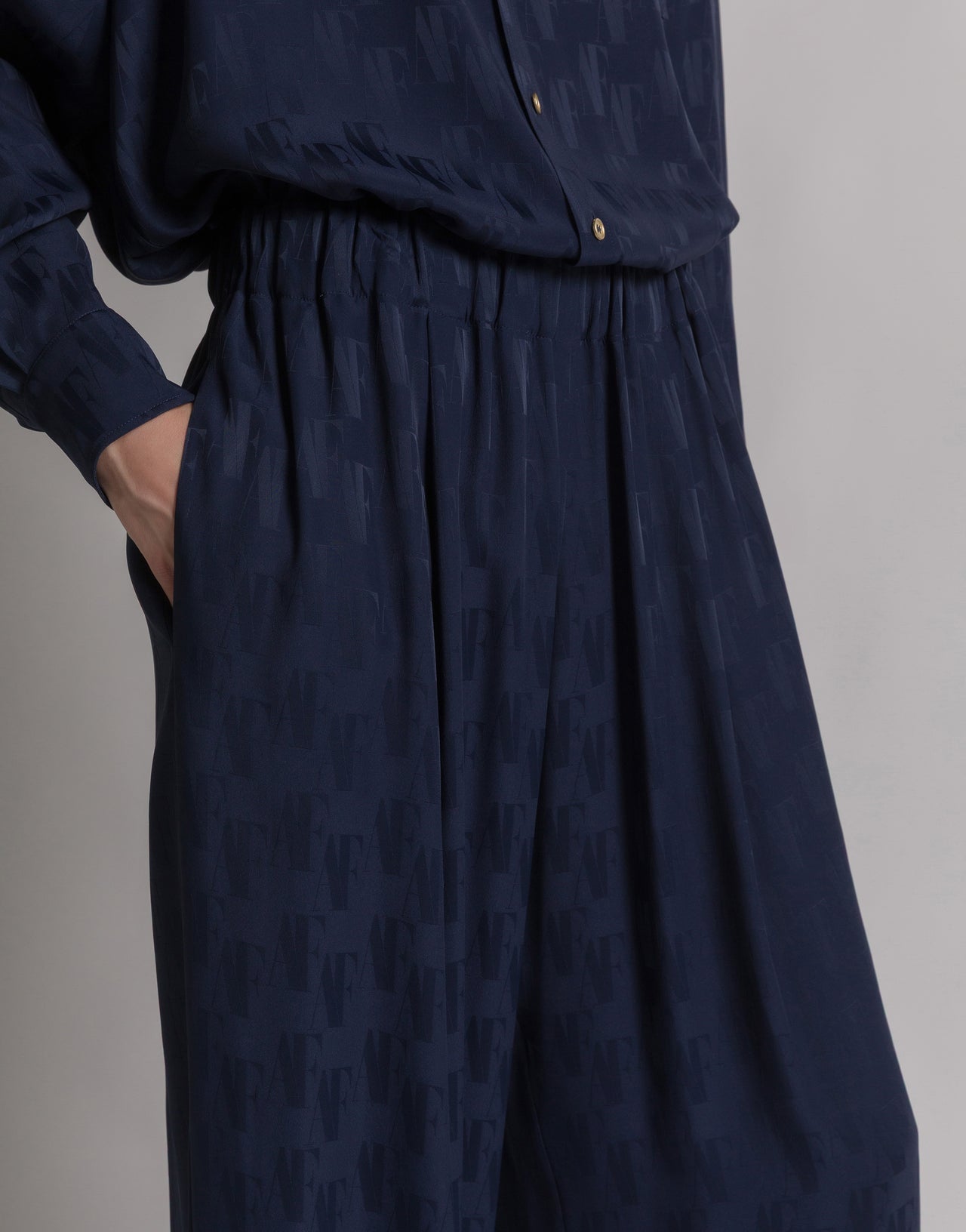 Monogram AF silk trousers Blue Alberta Ferretti Boutique Online 4