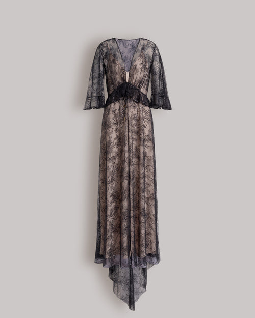 Lace evening dress with sequins