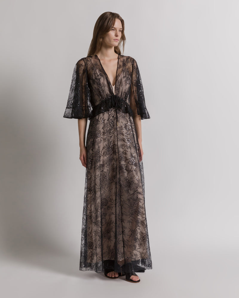 Lace evening dress with sequins Black Alberta Ferretti Boutique Online 0
