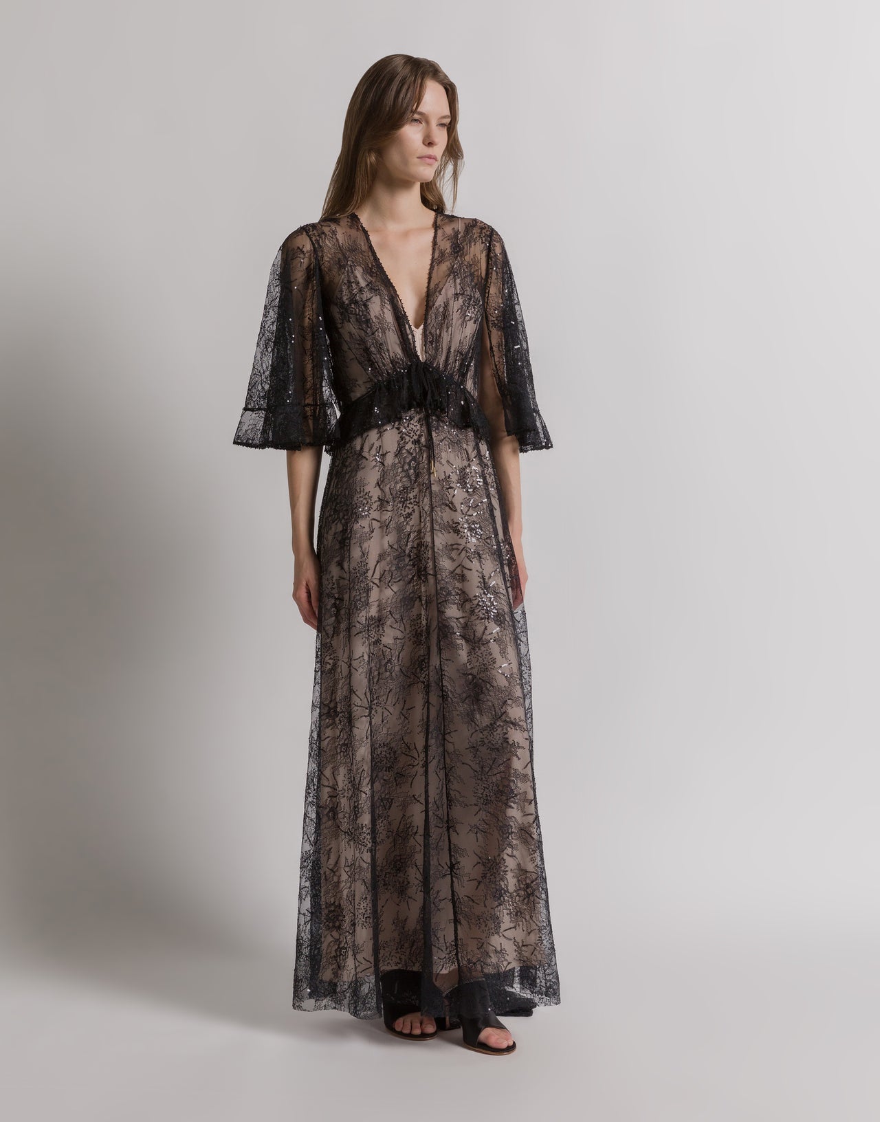 Lace evening dress with sequins Black Alberta Ferretti Boutique Online 1