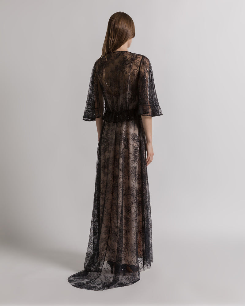 Lace evening dress with sequins Black Alberta Ferretti Boutique Online 1