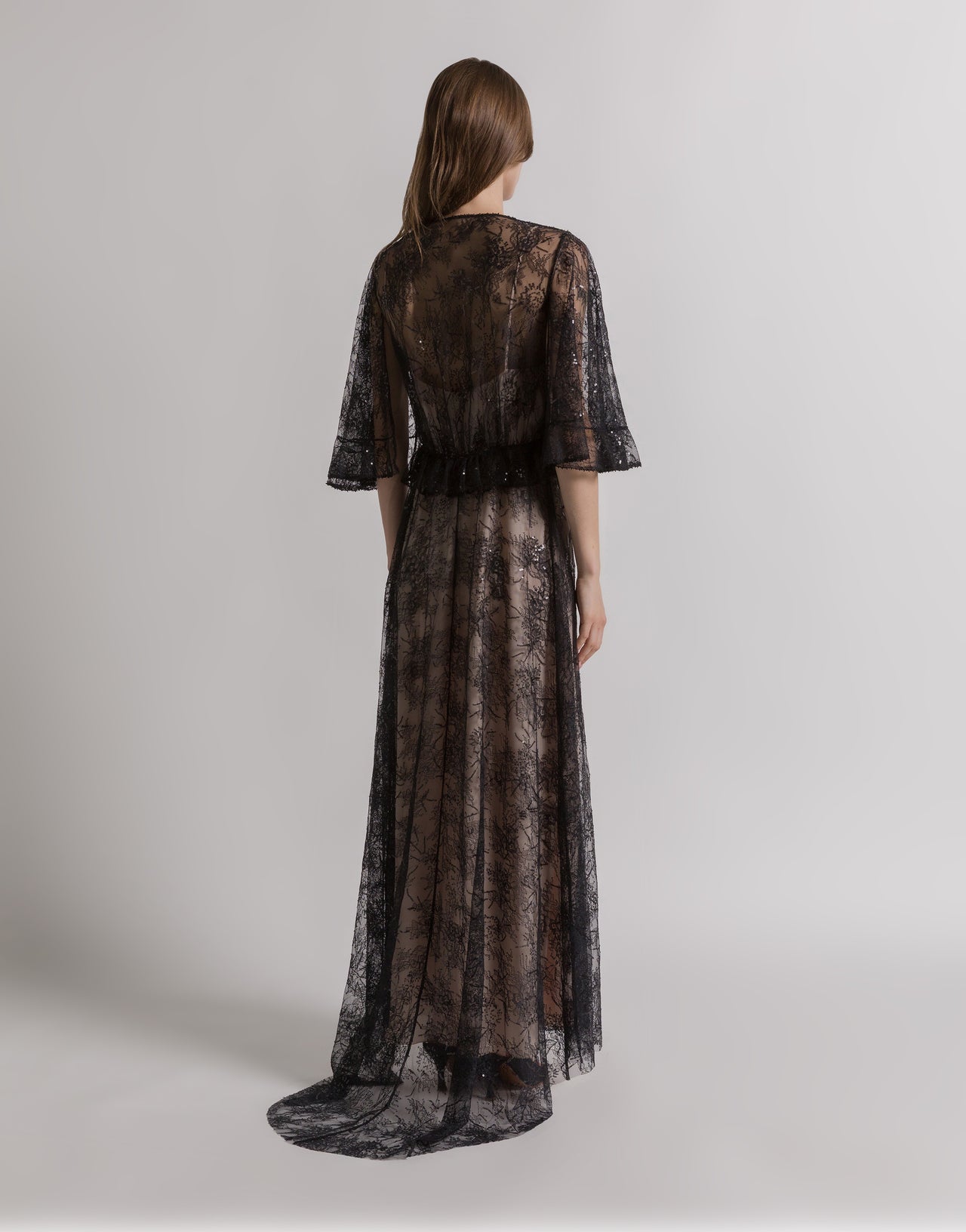 Lace evening dress with sequins Black Alberta Ferretti Boutique Online 2