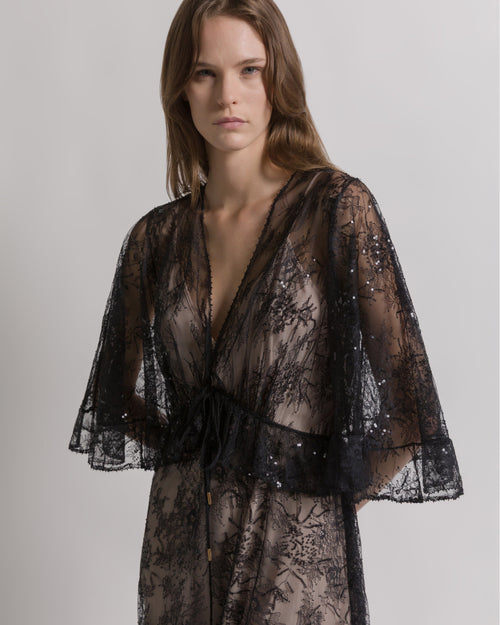 Lace evening dress with sequins