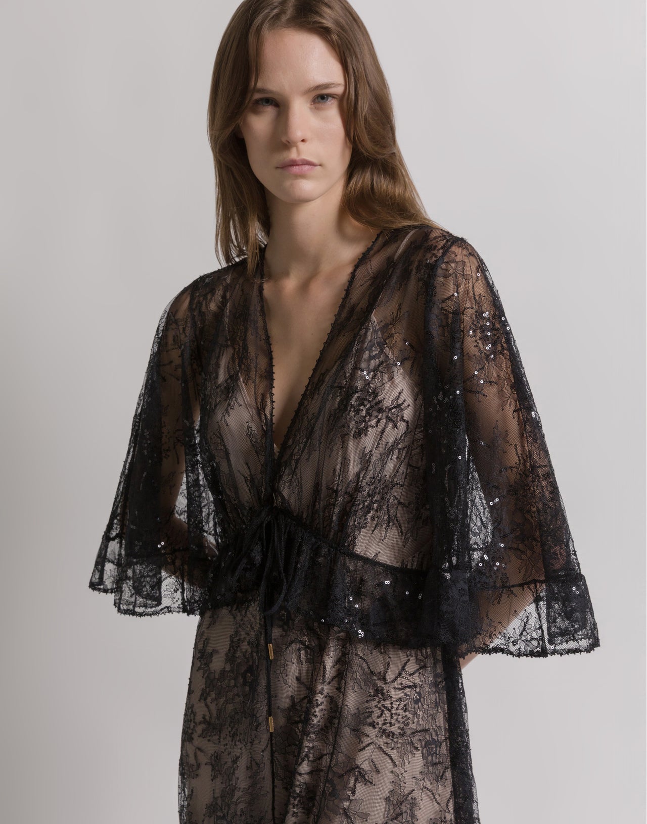 Lace evening dress with sequins Black Alberta Ferretti Boutique Online 3