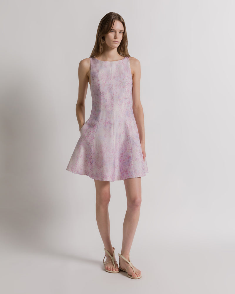 Silk organza dress with floral print Pink Alberta Ferretti Boutique Online 0