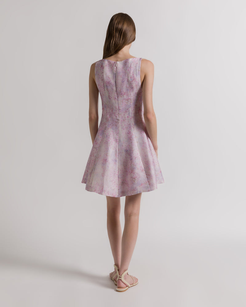 Silk organza dress with floral print Pink Alberta Ferretti Boutique Online 1