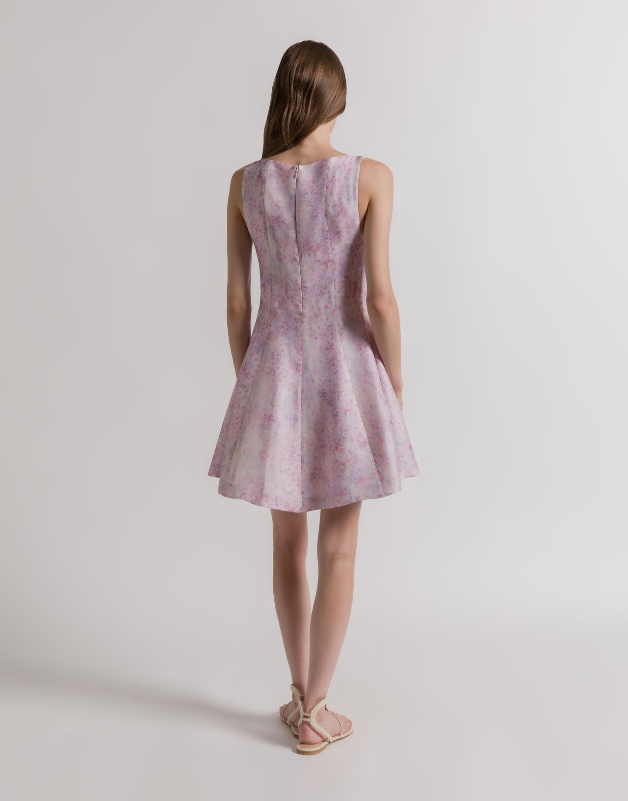 Silk organza dress with floral print 粉红色 Alberta Ferretti Boutique Online 2