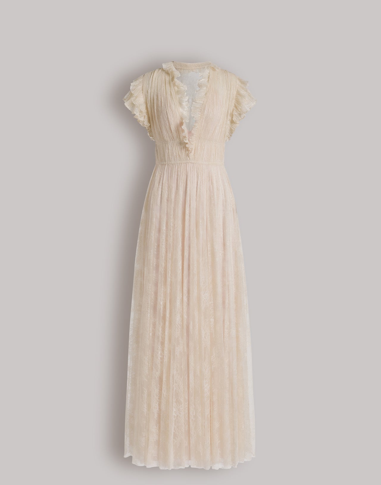 Pleated lace evening dress