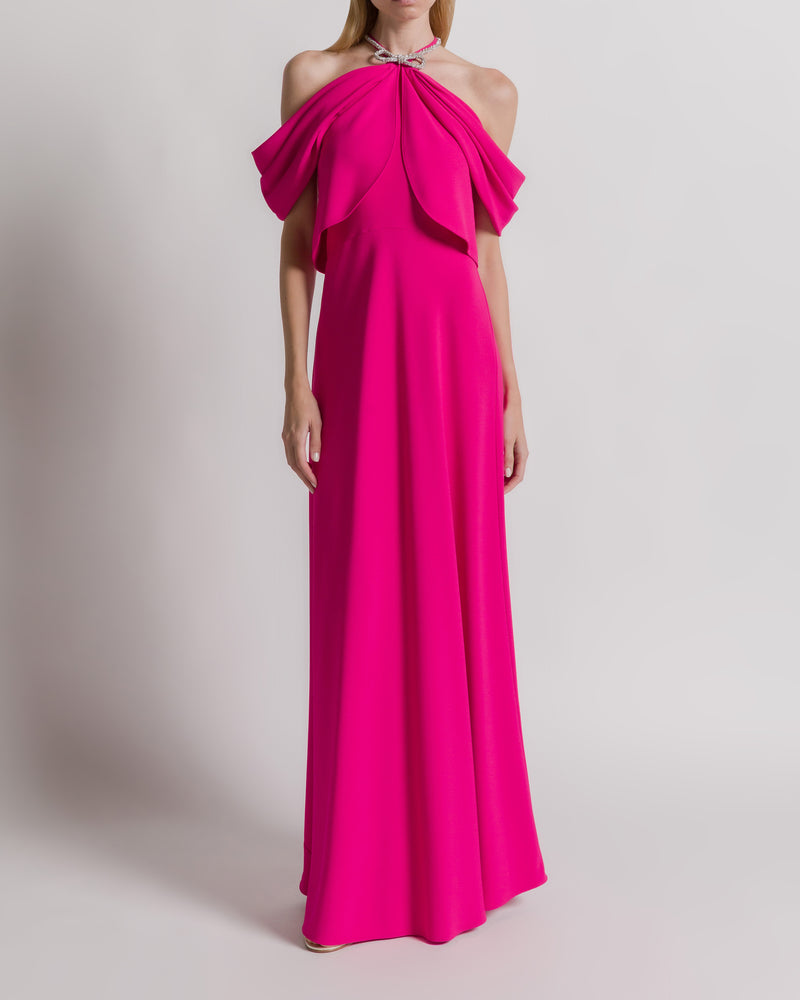 Abito da sera in cady con fiocco  Rosa Alberta Ferretti Boutique Online 1