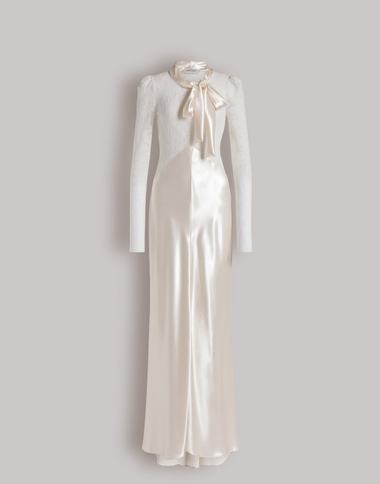 Satin and lace evening dress Ivory Alberta Ferretti Boutique Online 1