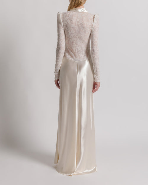 Satin and lace evening dress
