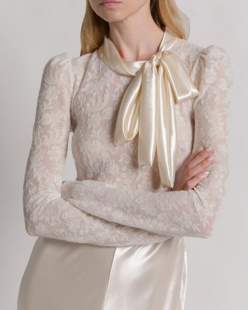 Satin and lace evening dress