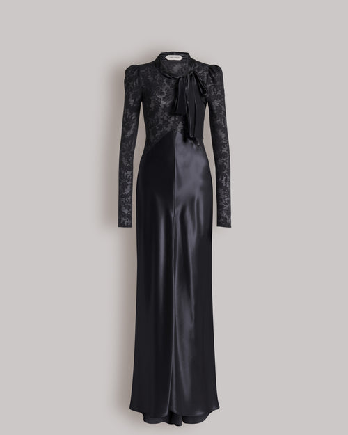 Satin and lace evening dress Black Alberta Ferretti Boutique Online 0