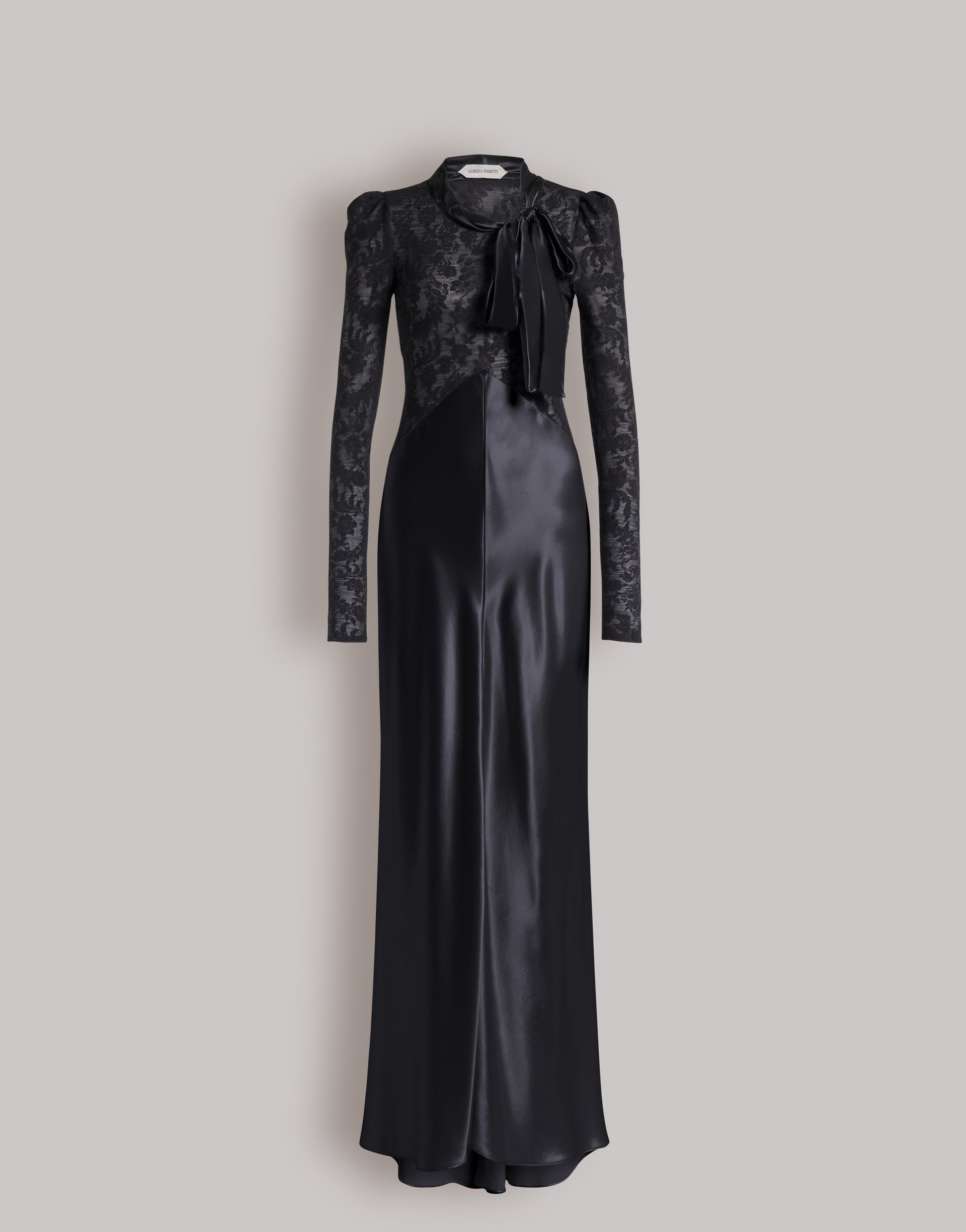 Satin and lace evening dress