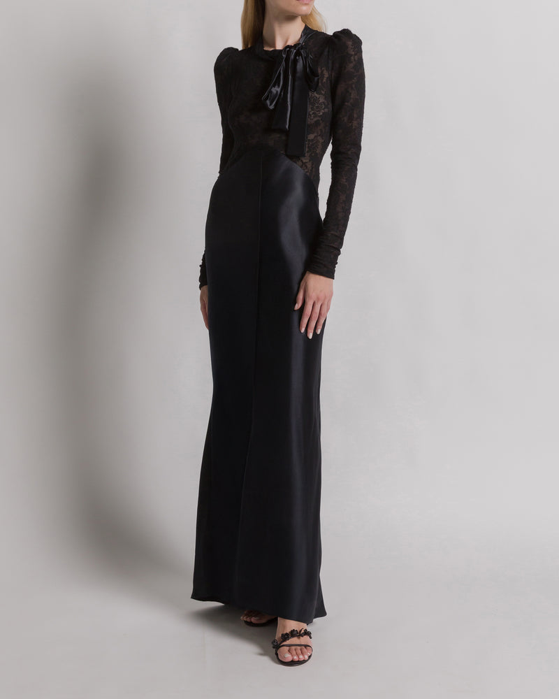 Satin and lace evening dress Black Alberta Ferretti Boutique Online 1
