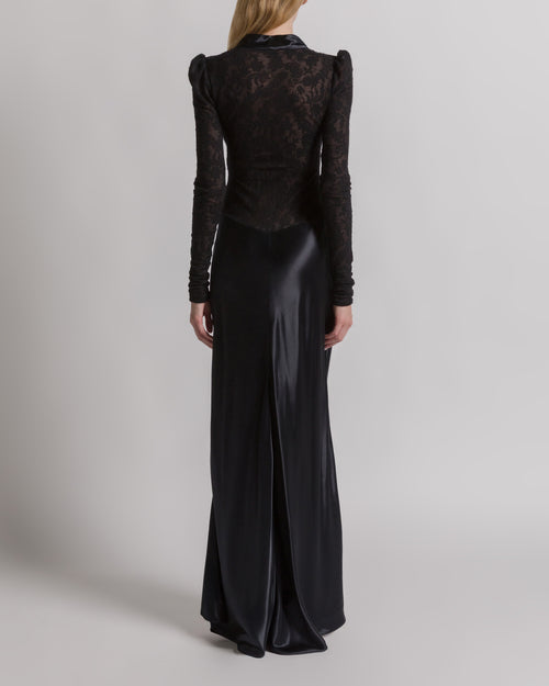 Satin and lace evening dress