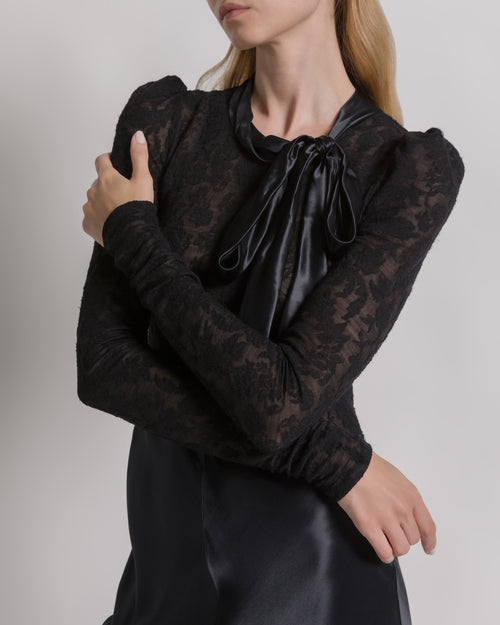 Satin and lace evening dress