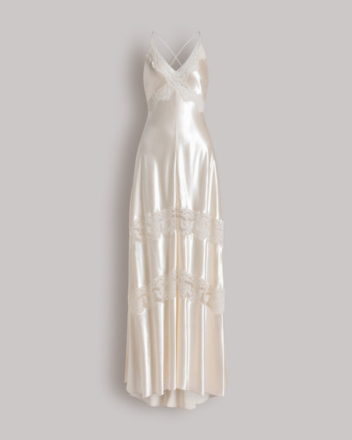 Satinkleid mit Spitzeneinsätzen 象牙 Alberta Ferretti Boutique Online 0