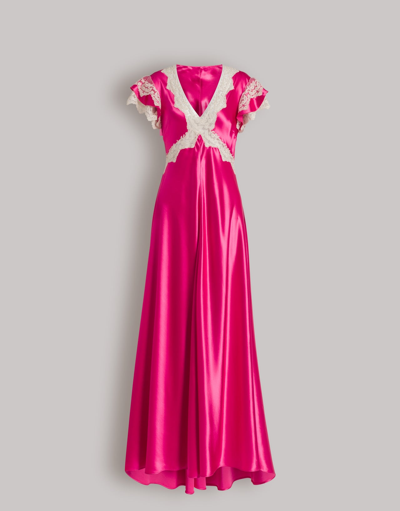 Satin dress with lace sleeves - 40 Satin dress with lace sleeves - 40