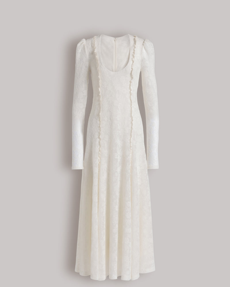 Long-sleeved wool lace dress White Alberta Ferretti Boutique Online 0