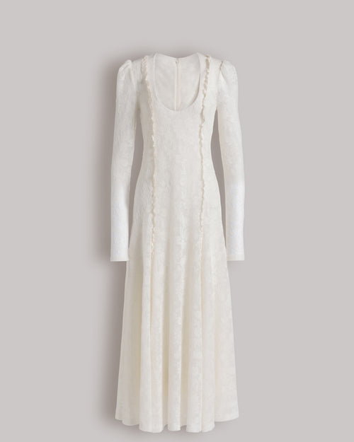 Long-sleeved wool lace dress White Alberta Ferretti Boutique Online 0