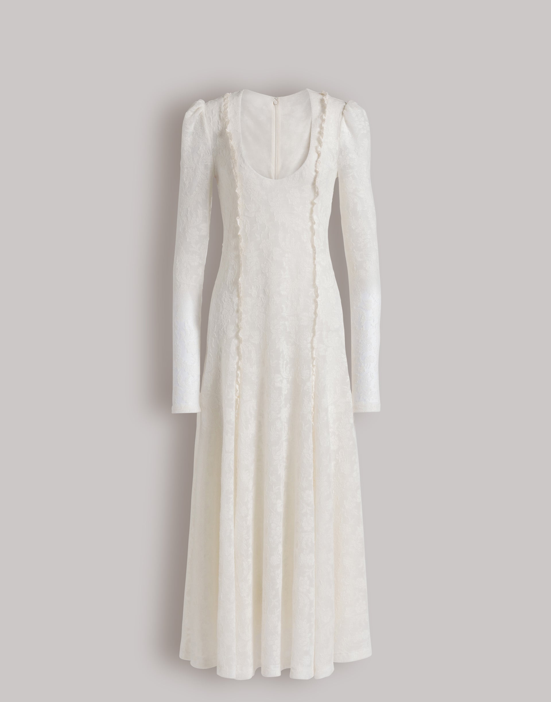 wool lace dress Meridian Lace Knit Maxi Dress in Black Merino Wool with Lining