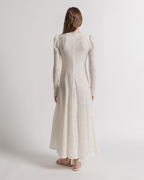 Long-sleeved wool lace dress
