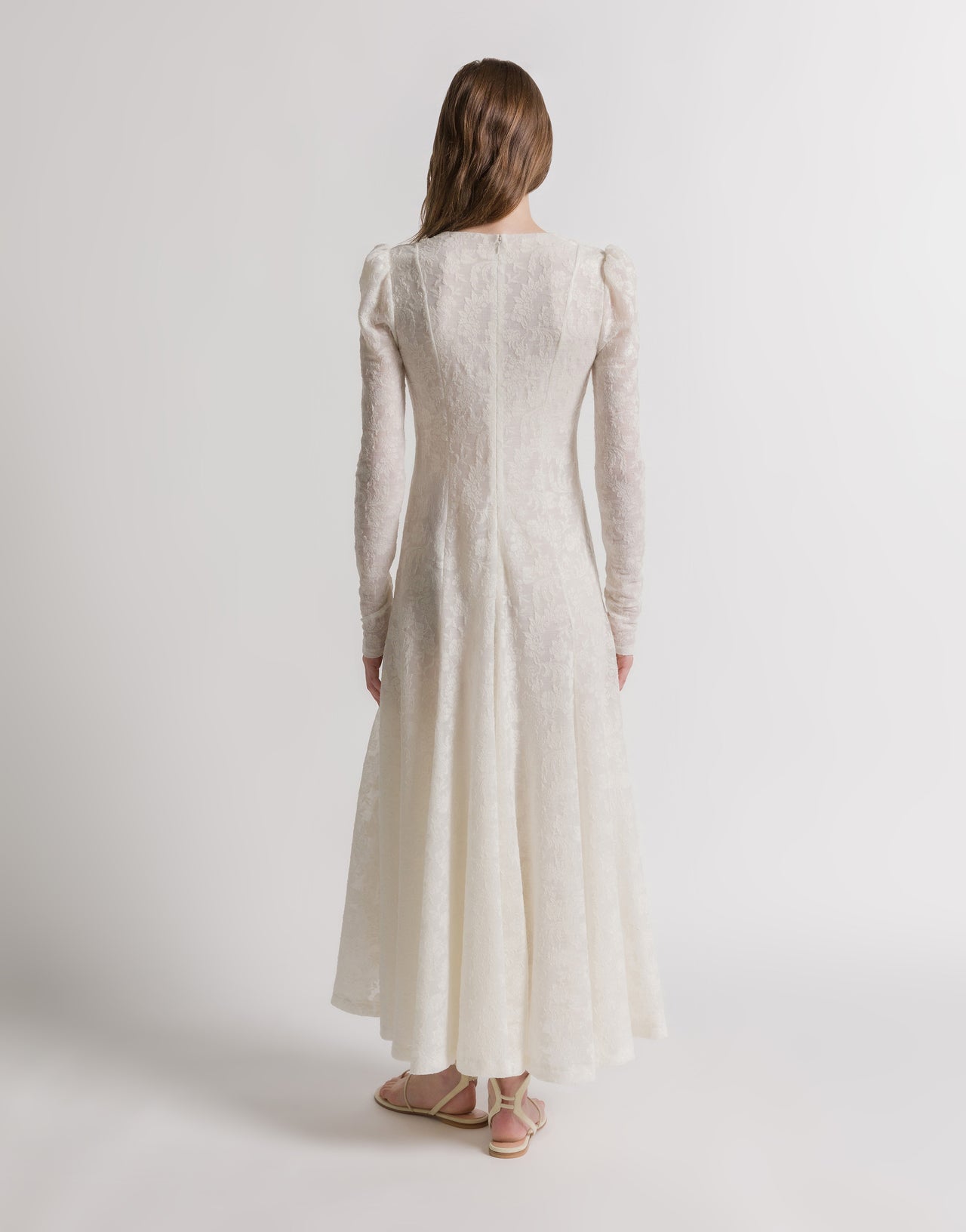 Long-sleeved wool lace dress White Alberta Ferretti Boutique Online 3