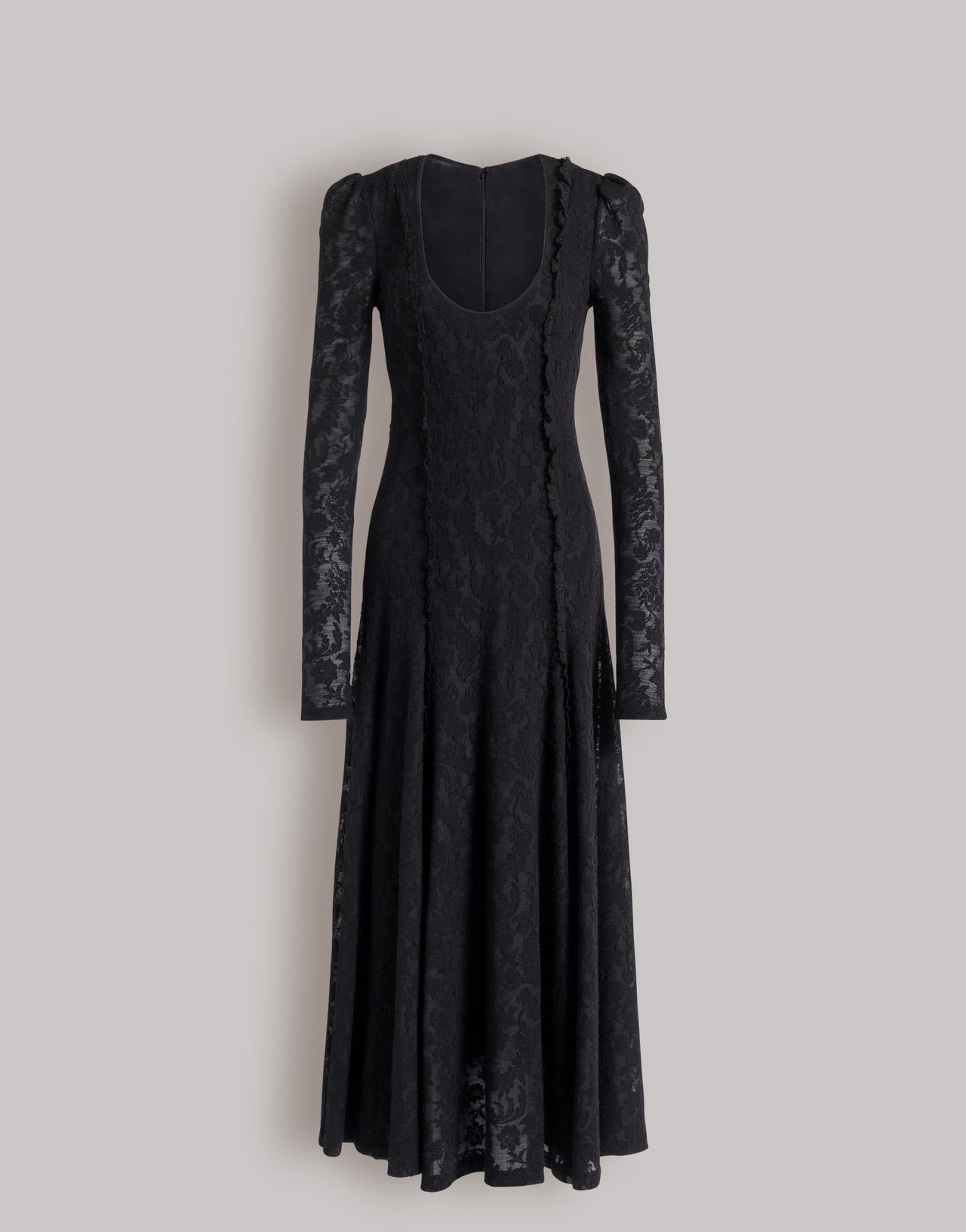 Long-Sleeved Wool Lace Dress - 46 Long-Sleeved Wool Lace Dress - 46