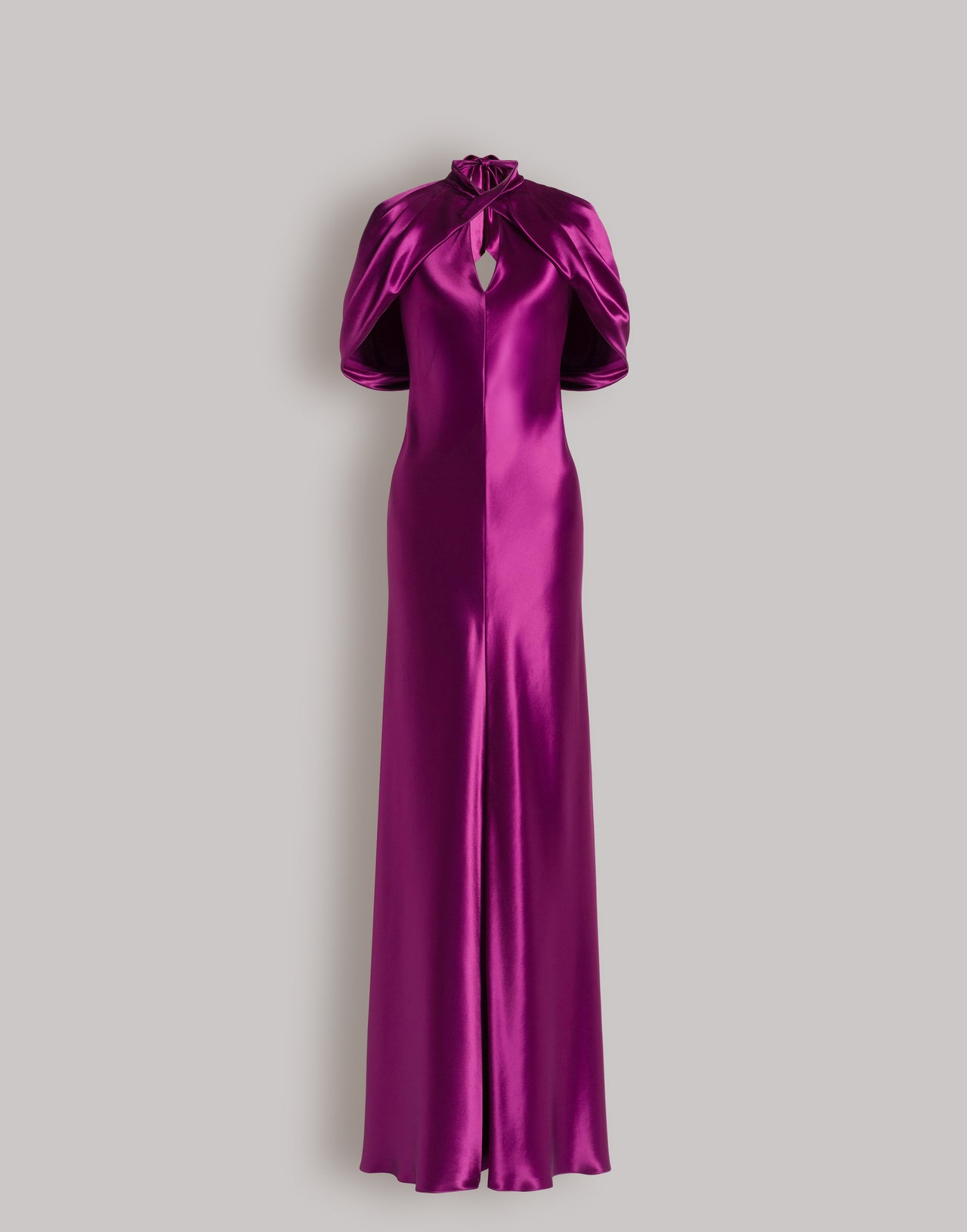 Satin evening dress with cape sleeves Purple Alberta Ferretti Boutique Online 1