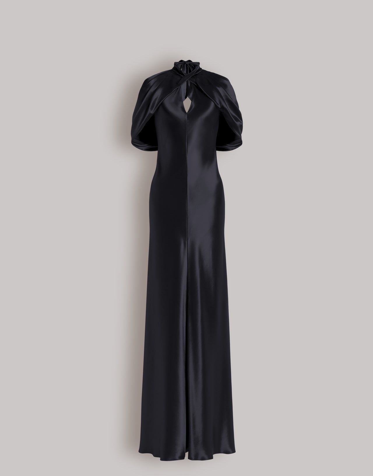 Satin evening dress with cape sleeves 黑色 Alberta Ferretti Boutique Online 4