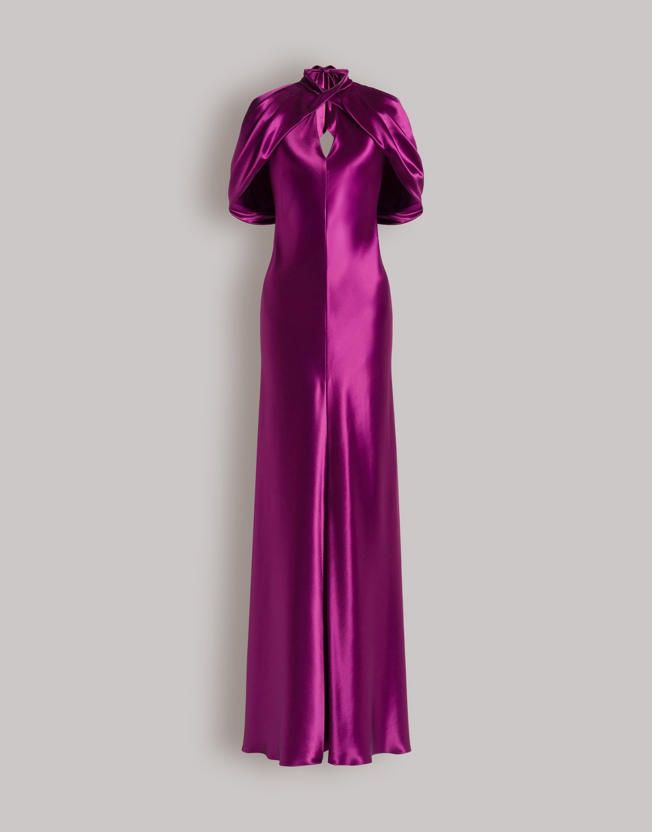 Satin evening dress with cape sleeves Purple Alberta Ferretti Boutique Online 1