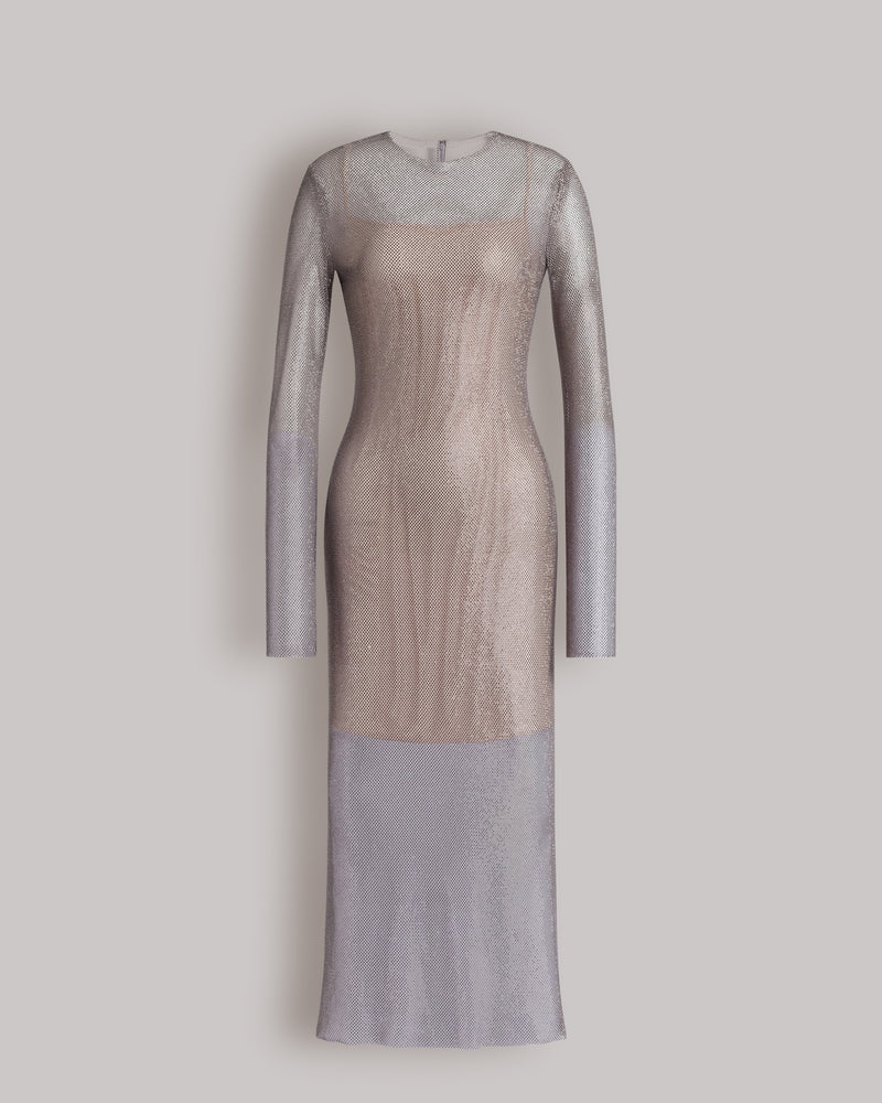 Abito midi in micro strass Argento Alberta Ferretti Boutique Online 0